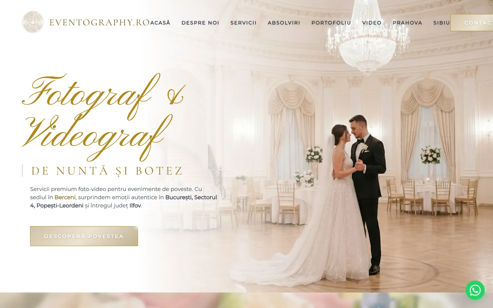 Site-ul Eventography, pe desktop
