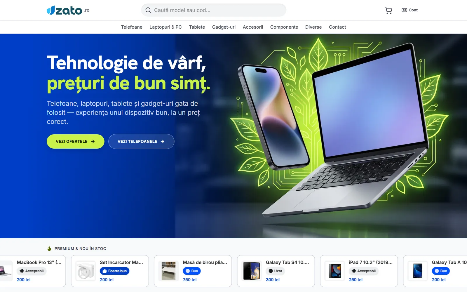 Magazinul online Uzato, pe desktop